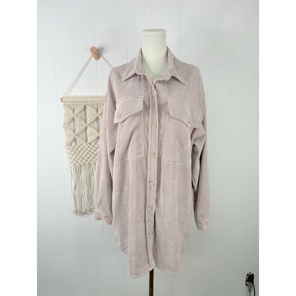 ‼️3/$30‼️ Reserve Fairfax Oversized Corduroy Shacket Medium Mauve Button Up